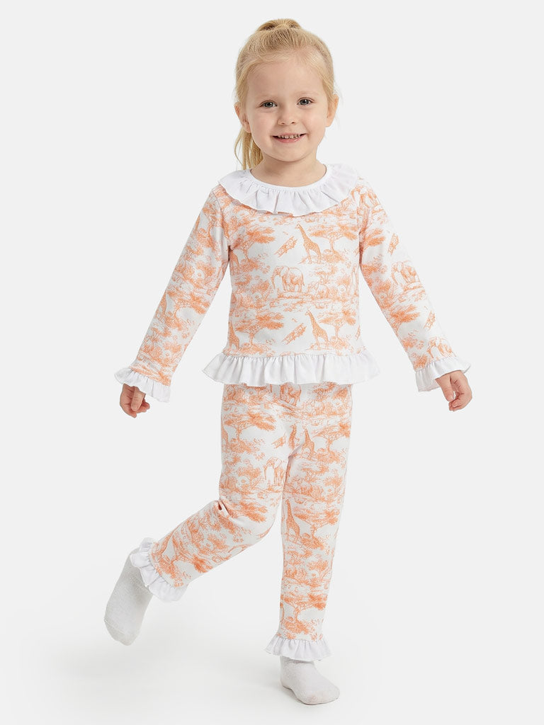 Girl Safari Collection 2-Piece Pyjama Set - Orange