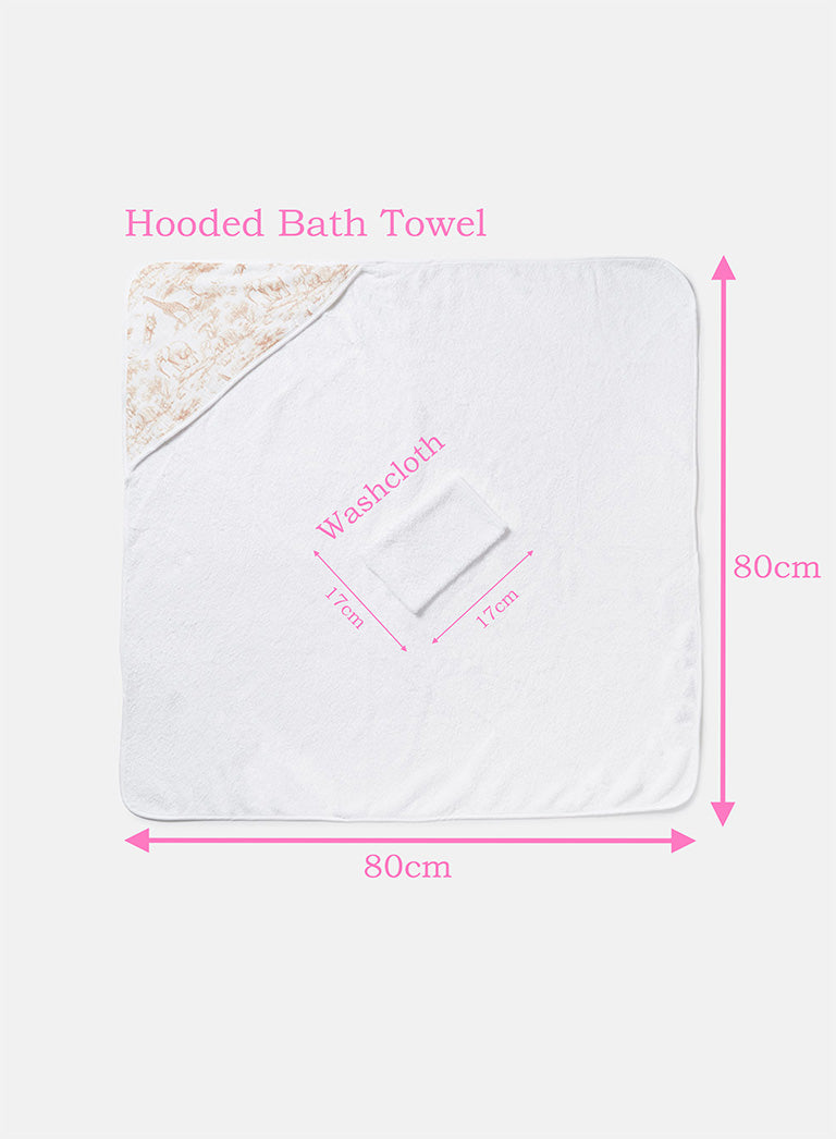 Baby Safari Collection Towel Set with Washcloth - Beige