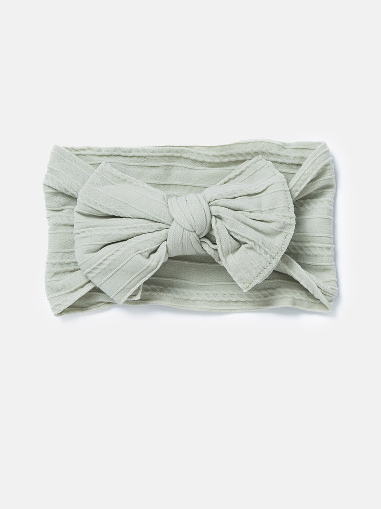 Baby Girl Ribbed Headband with Knotted Bow - Pastel Tones