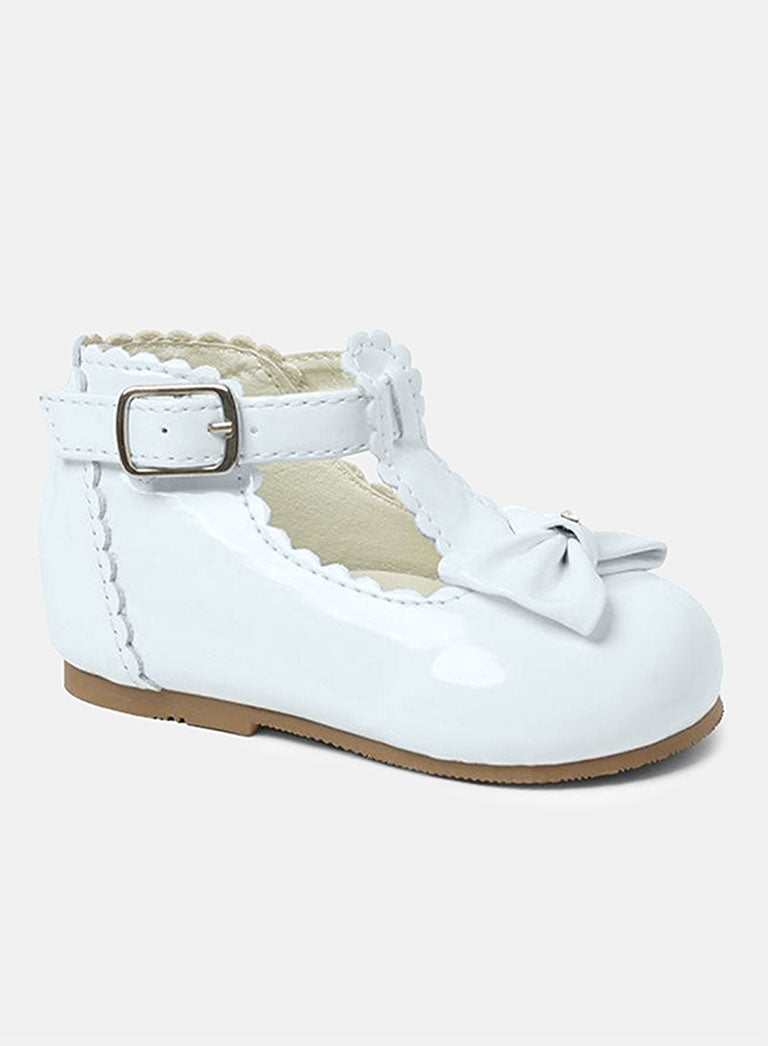 Baby Girl Sally Collection Buckle Strap Shoes - Bluebell White