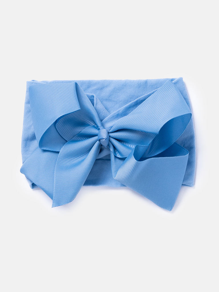 Baby Girl Big Satin Bow Hairband - Cool Tones