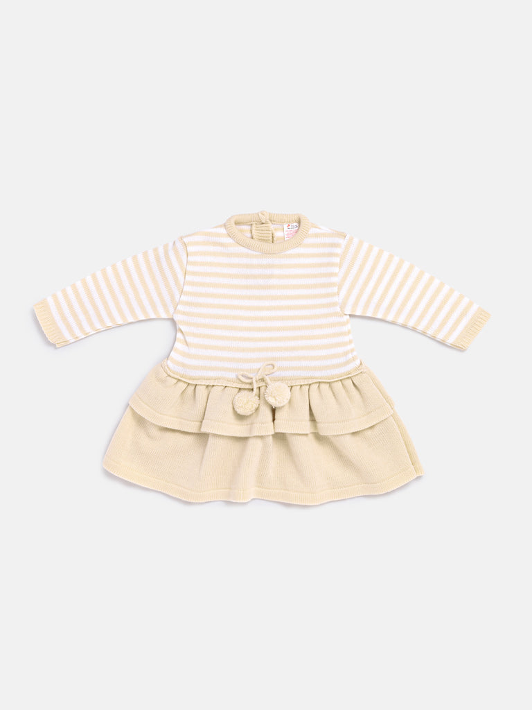 Baby Girl Carlota Collection Knitted Dress - Beige