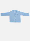 Baby Boy Button-Down Knitted Cardigan with Pom-Pom - Baby Blue