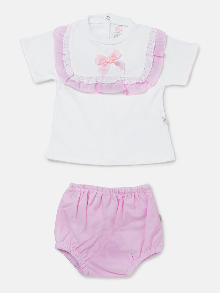 Baby Girl Carla Collection 2-Piece Romper Set - Baby Pink