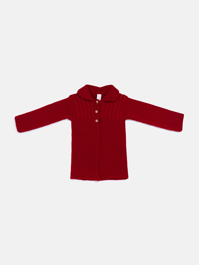 Baby Girl Irene Collection Knitted Coat with Back Bow - Red