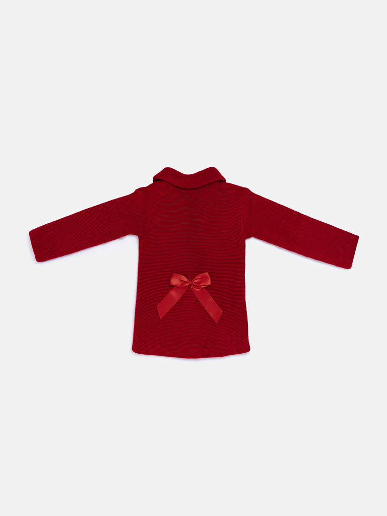 Baby Girl Irene Collection Knitted Coat with Back Bow - Red