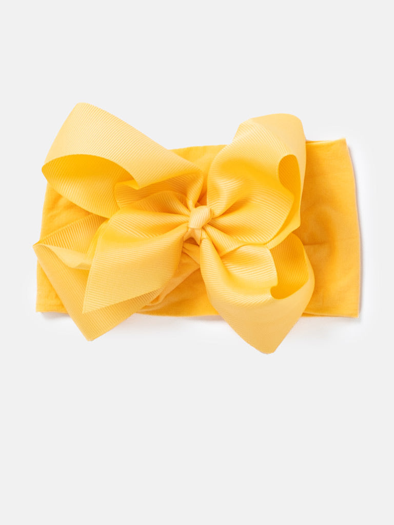 Baby Girl Big Satin Bow Hairband - Warm Tones