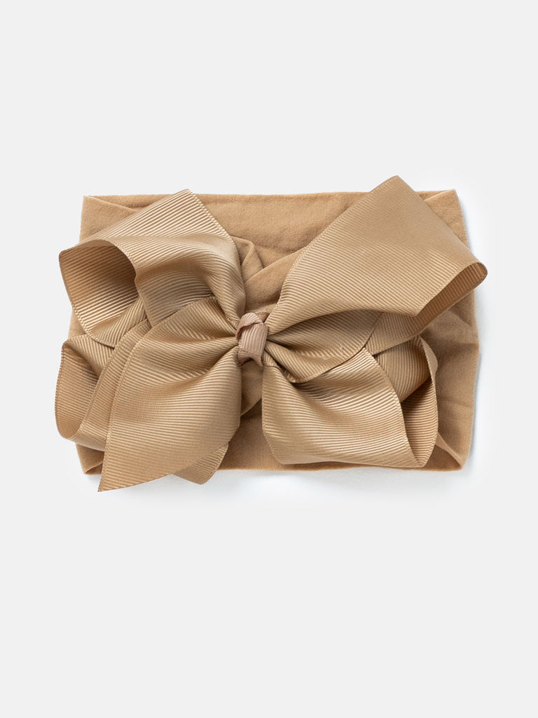 Baby Girl Big Satin Bow Hairband - Warm Tones