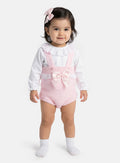 Baby Girl Tina Collection 2-piece Spanish Knitted Romper Set - Baby Pink