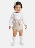 Baby Girl Tina Collection 2-piece Spanish Knitted Romper Set - Beige