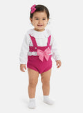 Baby Girl Tina Collection 2-piece Spanish Knitted Romper Set - Fuchsia Pink