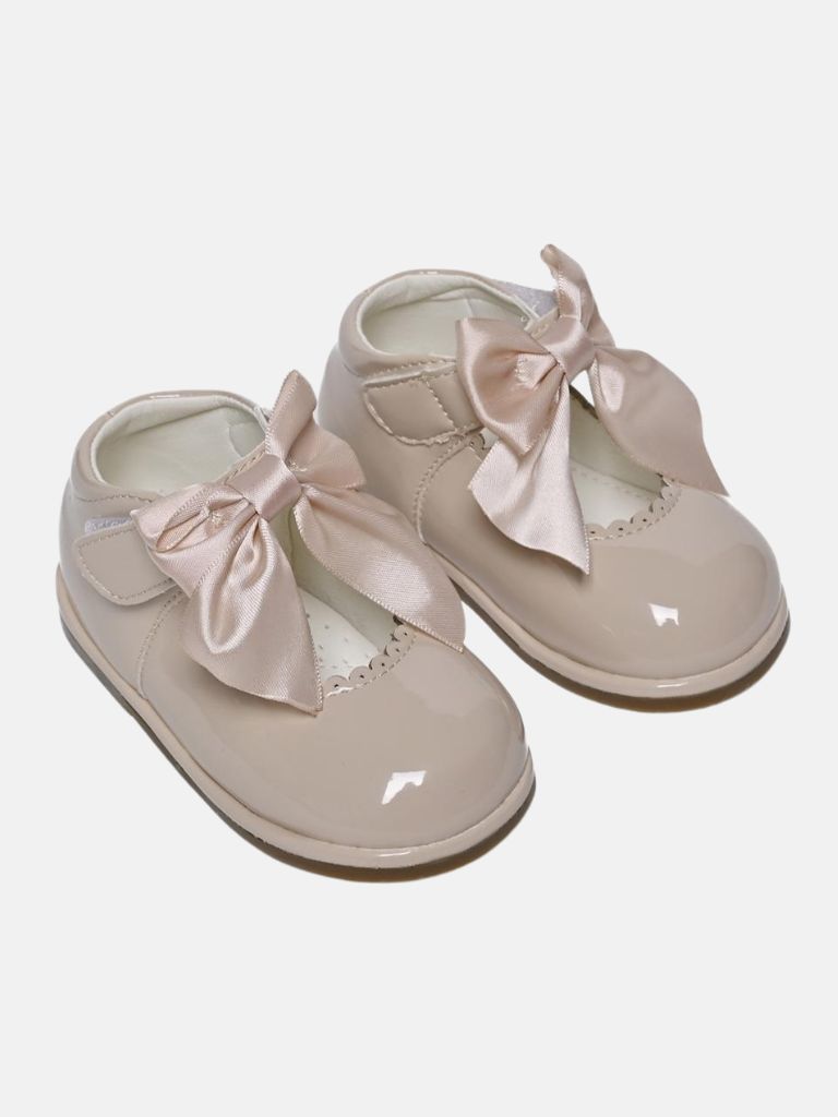 Baby Girl Buckle Strap Satin Bow Shoes TIA Collection - Rose Pink