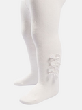 Baby Girl Tights with 3 Little Satin Bows - Ivory