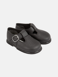 Baypods Hard Sole Boys T-Bar Hole Punched Shoes - Black