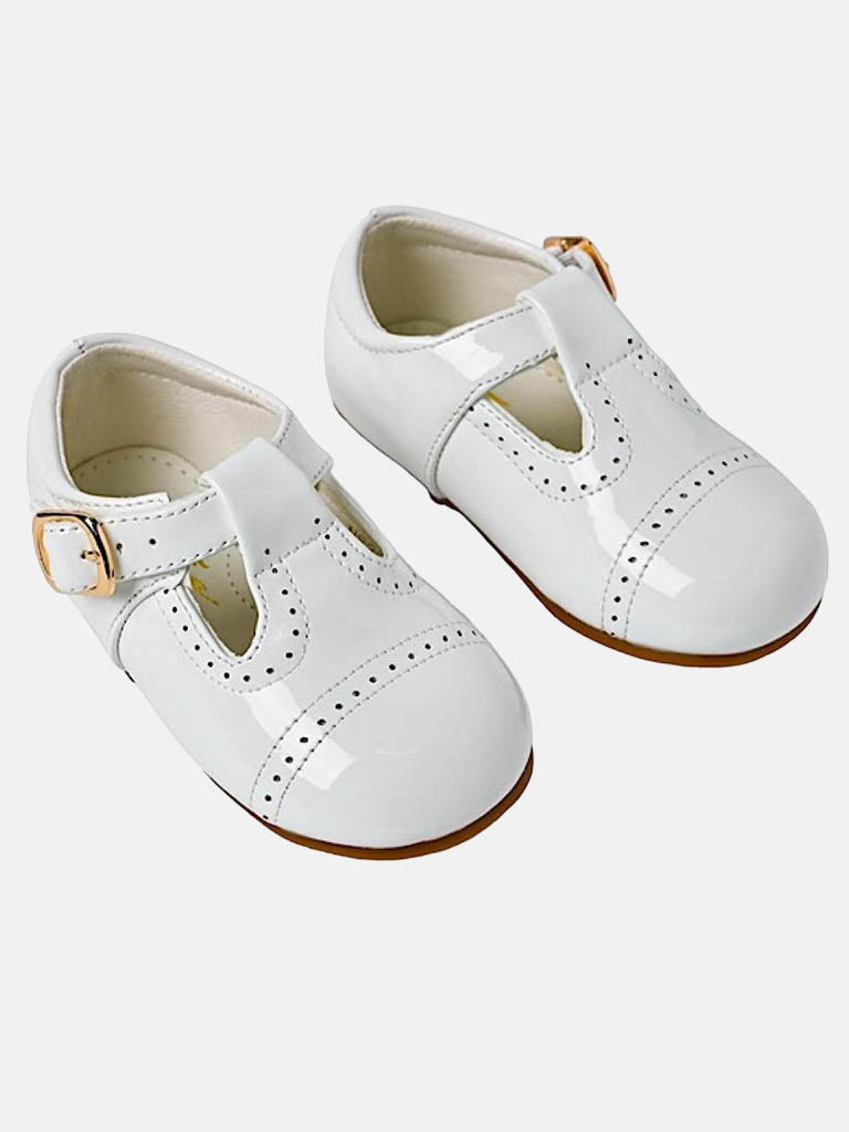 Baby Unisex Buckle Strap Shoes TIA Collection-White
