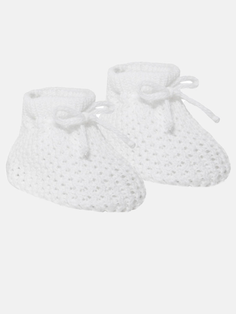 Baby Unisex Knitted Booties-White