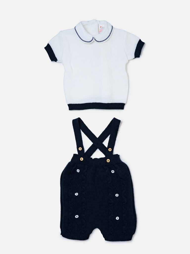 Baby Boy Alvaro Collection 2-piece Spanish Knitted Set - Navy Blue