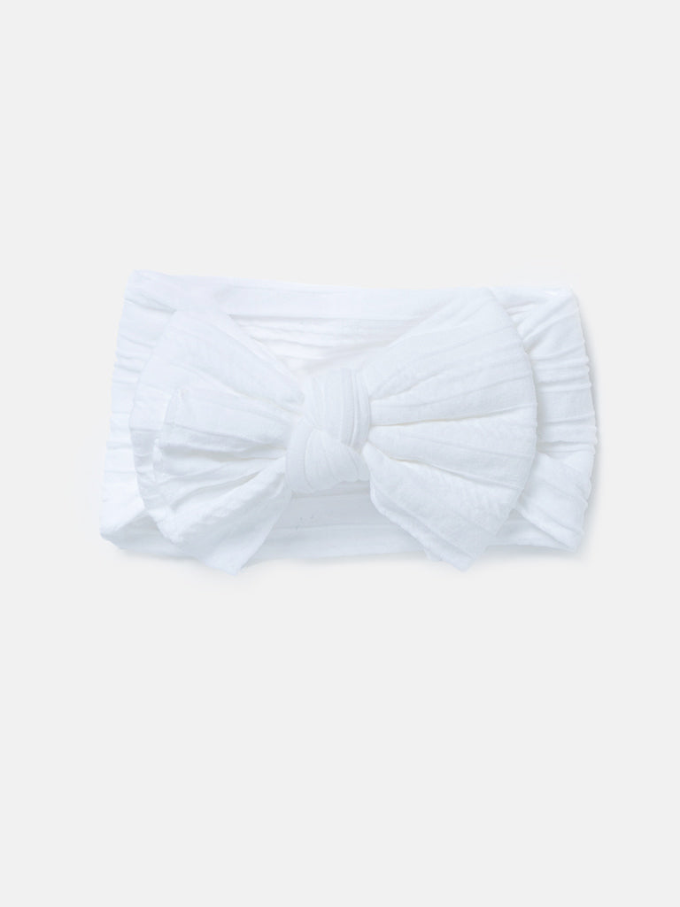 Baby Girl Ribbed Headband with Knotted Bow - Pastel Tones