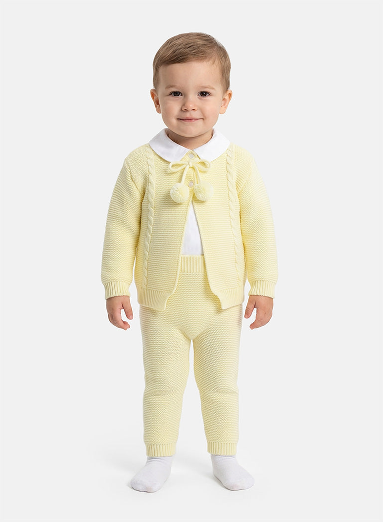 Boy Zian Collection 3-Piece Knitted Set Baby & Toddler - Lemon Yellow