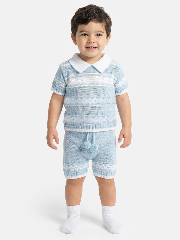 Baby Boy Pedro Collection 2-piece Spanish Knitted Set - Baby Blue