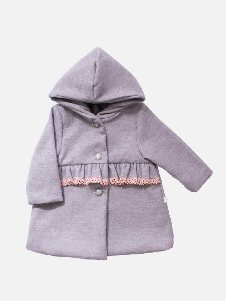 Baby Girl Luxury Winter Hooded Spanish Coat - Grey