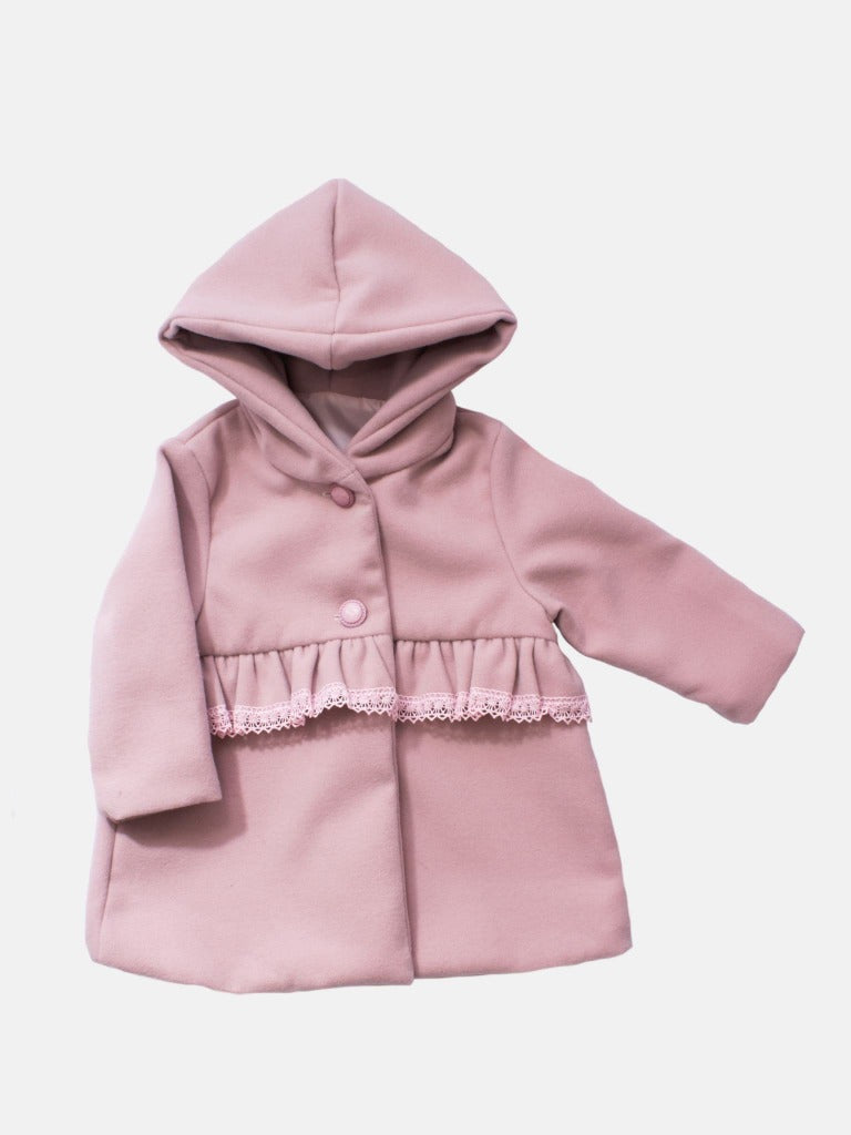 Baby Girl Luxury Winter Hooded Spanish Coat - Dusty Pink
