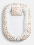 Baby Sleeping Nest + Matching Pillow Set - Safari Collection - Beige