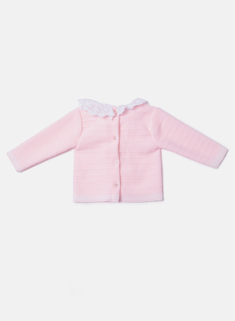 Baby Girl Aria Collection 3-piece Spanish Knitted Set - Baby Pink