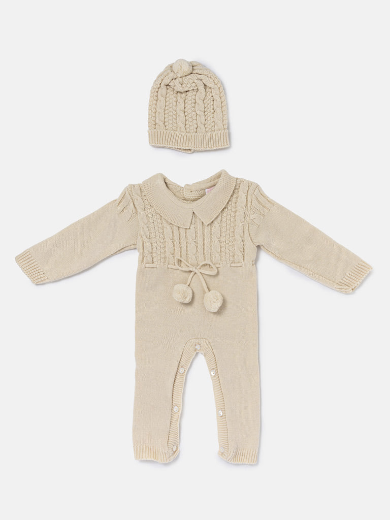 Baby Sami Collection Knitted All-in-one with Hat - Beige