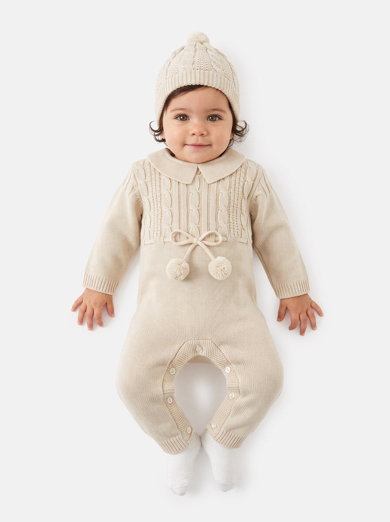 Baby Sami Collection Knitted All-in-one with Hat - Beige