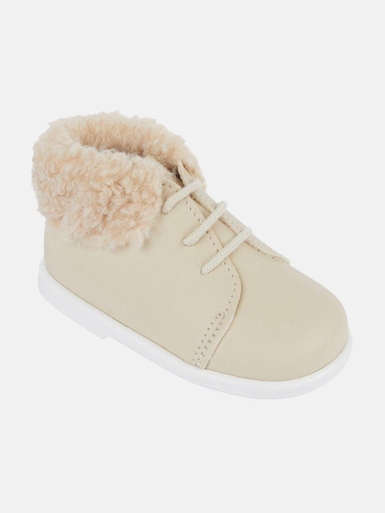 Baypods Hard Sole Unisex Faux Fur Shoes - Beige