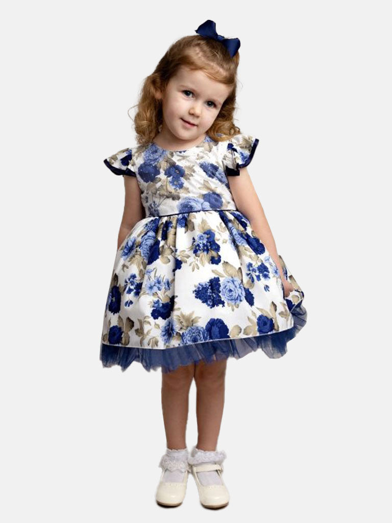 Baby Girl Anastasia Collection Floral Print Dress Melia - Navy