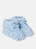 Baby Cable Knit Booties - Baby Blue