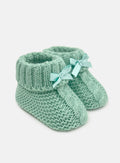 Baby Cable Knit Booties - Mint Green