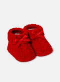 Baby Cable Knit Booties - Red