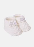Baby Cable Knit Booties - White