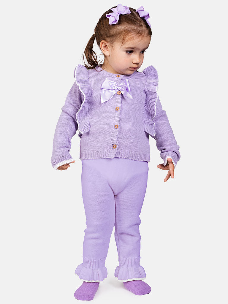 Baby Girl Kim Collection 2-piece Spanish Knitted Set-Purple/Lilac