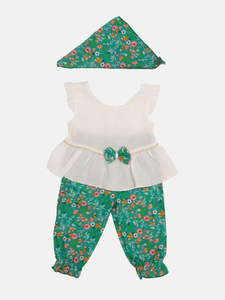 Baby Girl Emina  Summer 3-Piece Set-Green