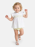Baby Girl Malvina Collection 2-Piece Smocked Romper Set - Lemon Yellow