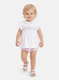 Baby Girl Malvina Collection 2-Piece Smocked Romper Set - Baby Pink