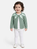 Baby Girl Cardigan with 2 Big Bows - Sage Green