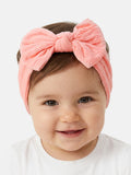 Baby Girl Textured Headband with Knotted Bow - Salmon