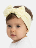 Baby Girl Textured Headband with Knotted Bow - Lemon Yellow