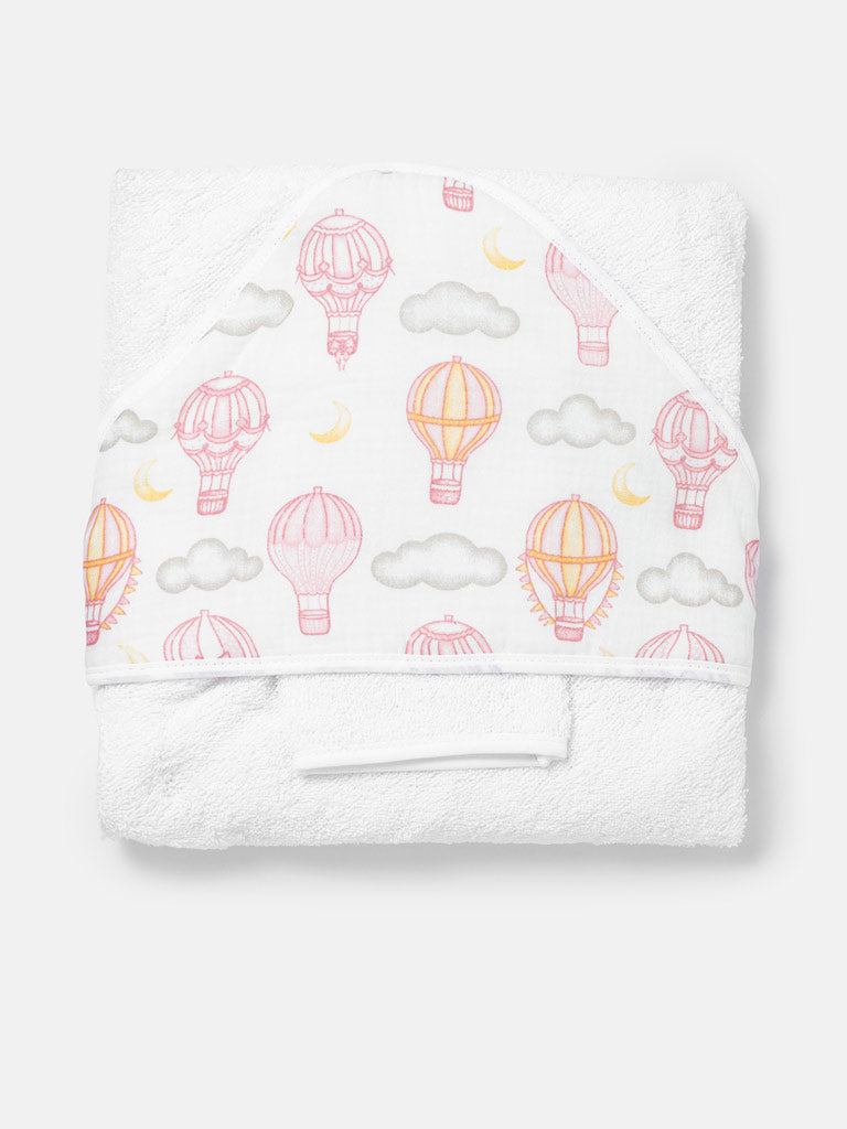 Baby Hot Air Balloon Collection Towel Set with Washcloth - Baby Pink