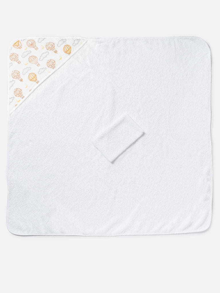 Baby Hot Air Balloon Collection Towel Set with Washcloth - Beige