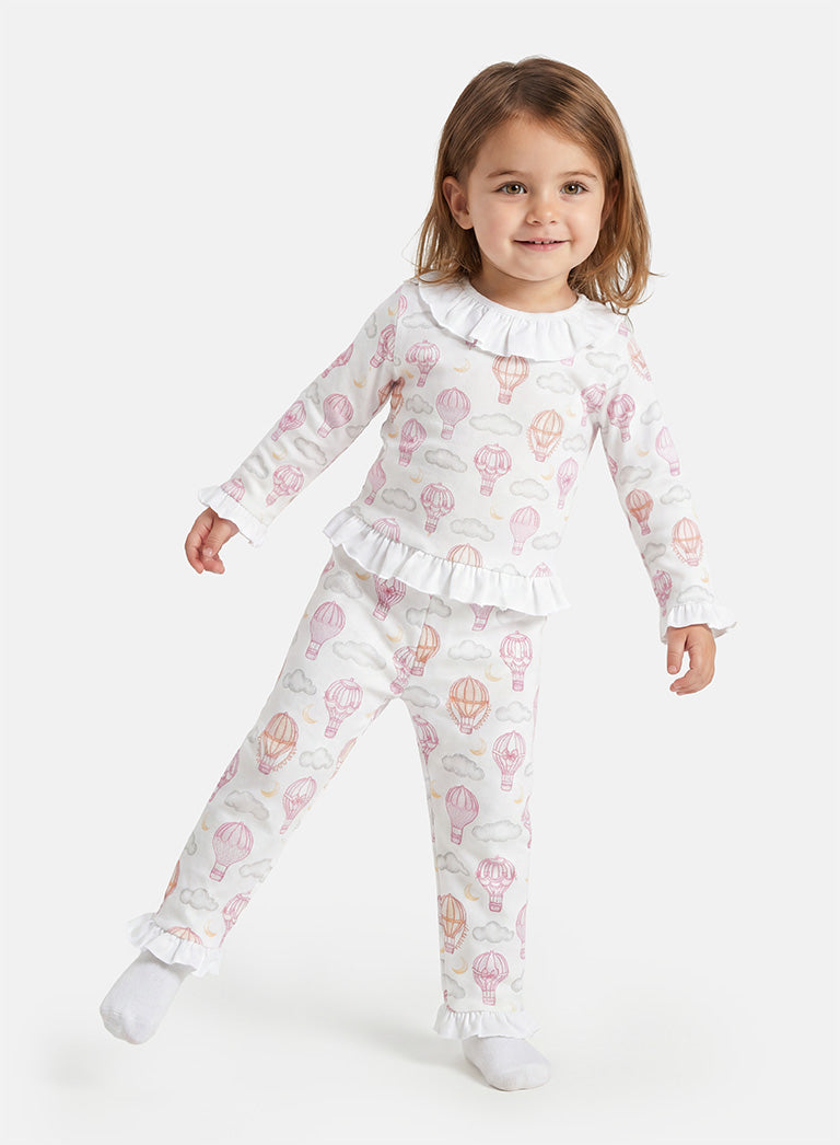 Girl Hot Air Balloon Collection 2-Piece Pyjama Set - Baby Pink