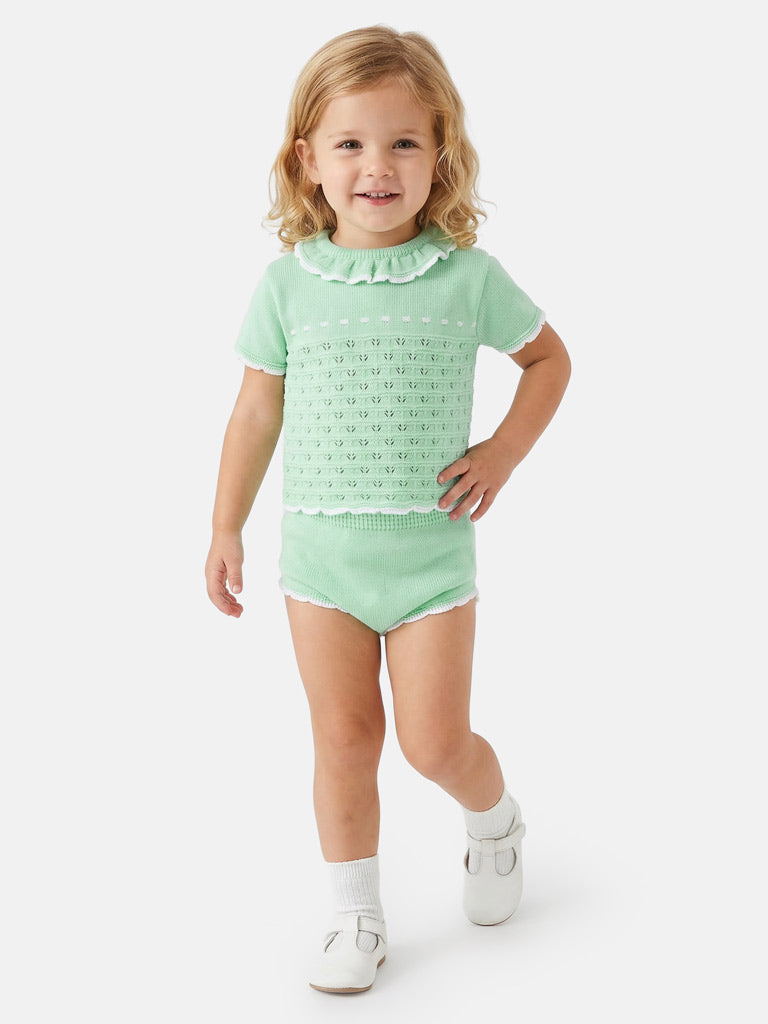 Baby Girl Sia 2-piece Spanish Knitted Set - Mint Green
