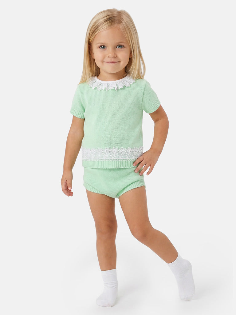 Baby Girl Soraia 2-piece Spanish Knitted Set - Mint Green
