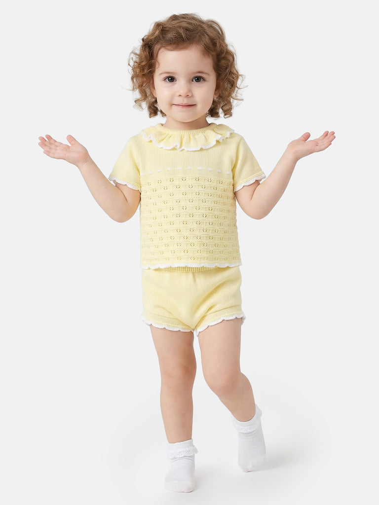 Baby Girl Sia 2-piece Spanish Knitted Set - Lemon Yellow