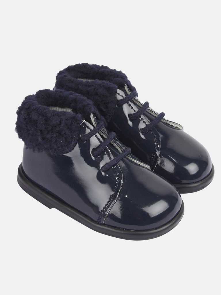 Baypods Hard Sole Unisex Faux Fur Shoes - Navy Blue